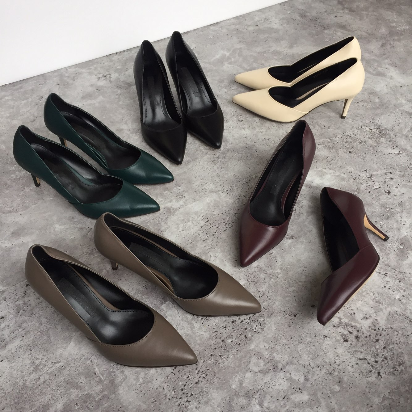 Premium cowhide stiletto mid heel 7cm handmade sho