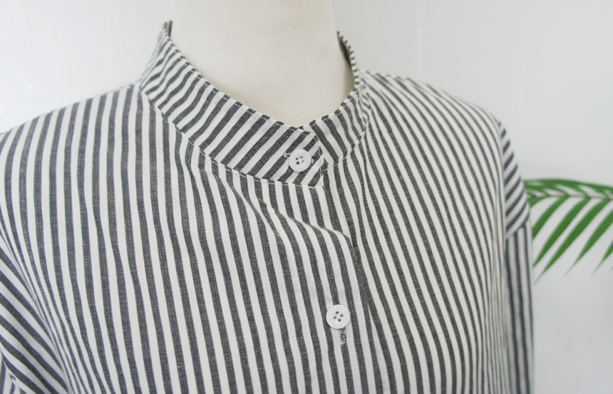 New Stripe Shirt Long Dress One-Piece Waistcoat Se