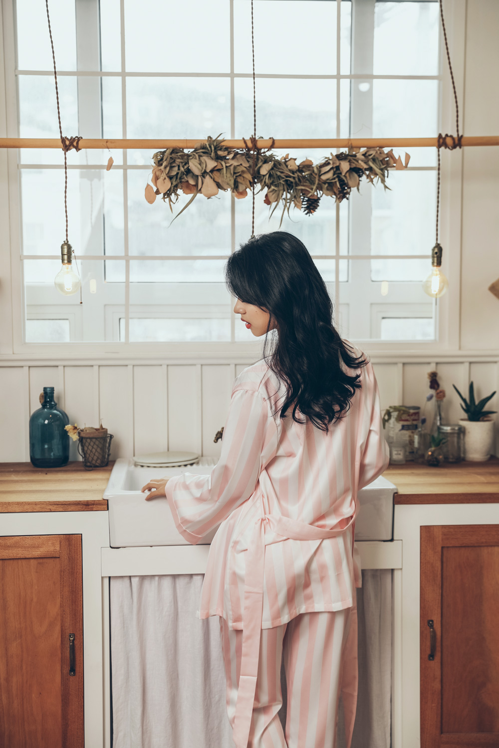 New Karen Stripe Pajamas 4-piece set Women's pa