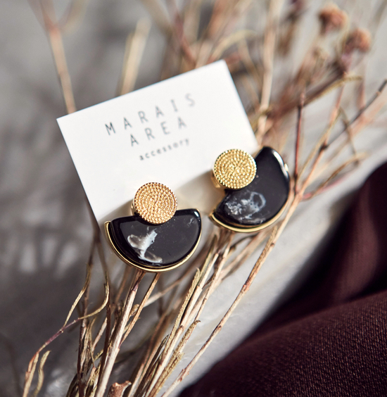 Roussele Hommage Marble Earrings Silver Earrings P