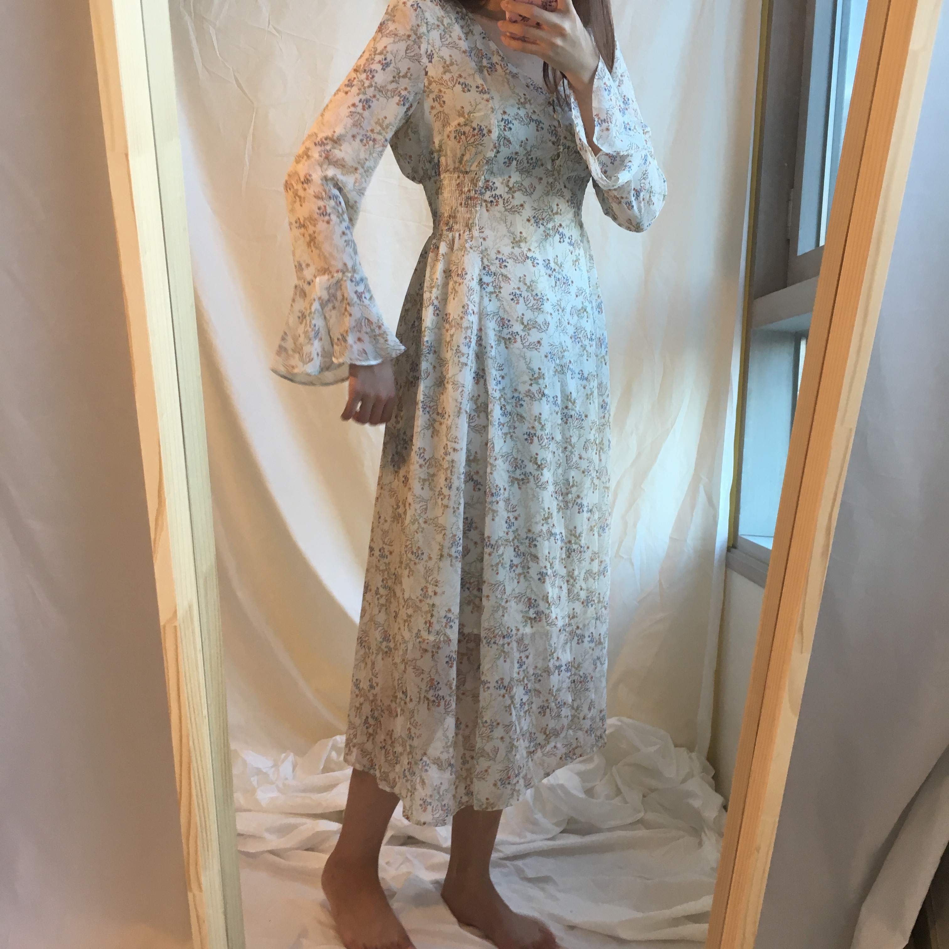 New Women Dress Wild Flower Chiffon Dress Sleeping