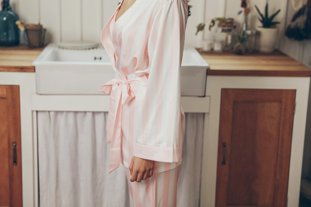 New Karen Stripe Pajamas 4-piece set Women's pa