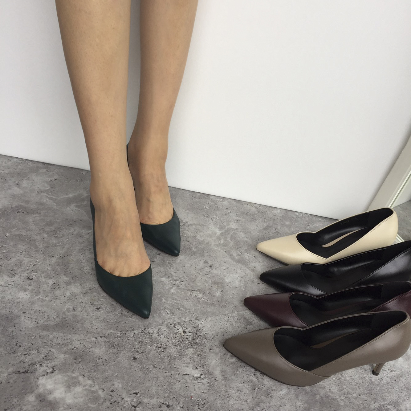 Premium cowhide stiletto mid heel 7cm handmade sho