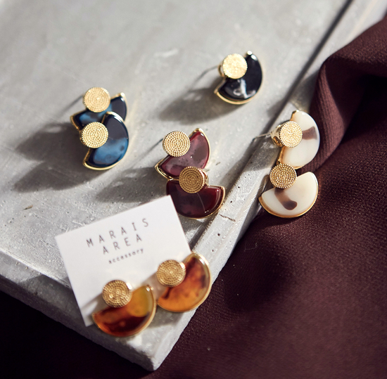 Roussele Hommage Marble Earrings Silver Earrings P