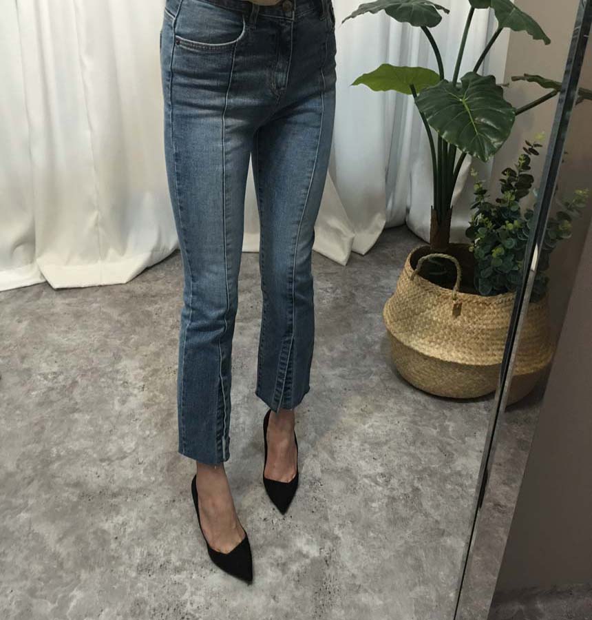 Women Jeans Pants Evisu Cutting Washing Blue Boots