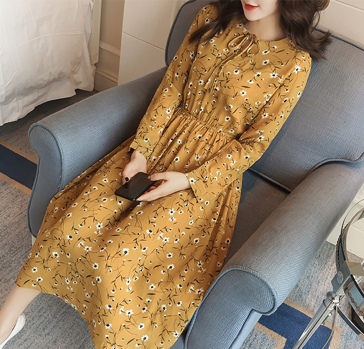 New Women Dress Flower Long Dress One Piece Chiffo