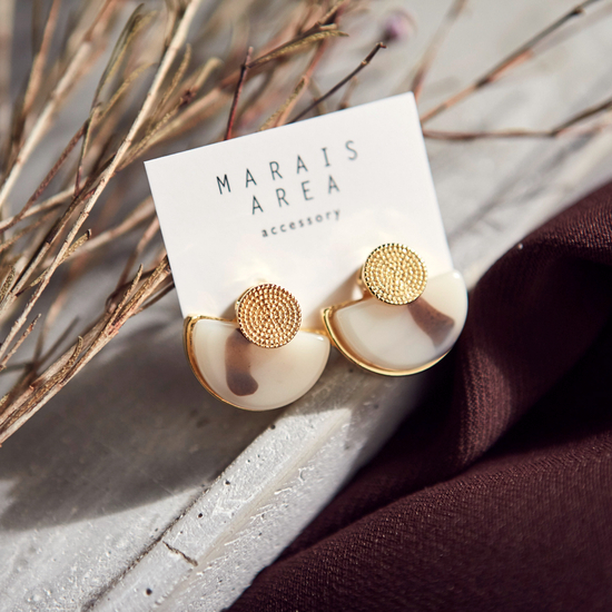 Roussele Hommage Marble Earrings Silver Earrings P