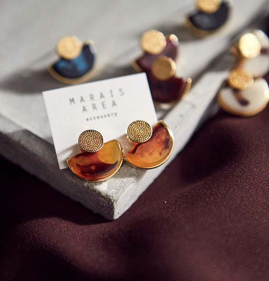 Roussele Hommage Marble Earrings Silver Earrings P