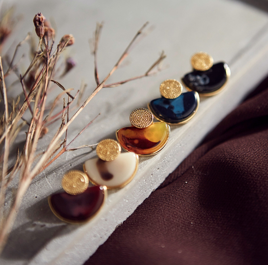 Roussele Hommage Marble Earrings Silver Earrings P