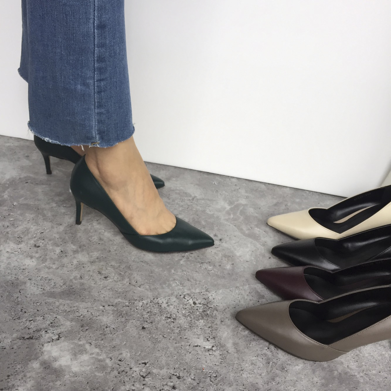 Premium cowhide stiletto mid heel 7cm handmade sho