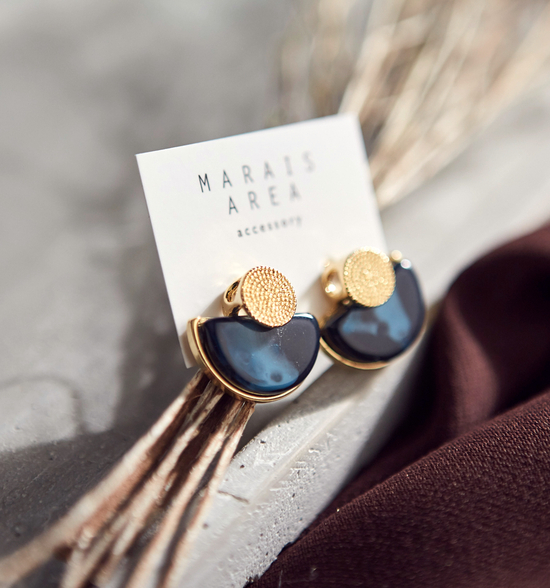 Roussele Hommage Marble Earrings Silver Earrings P