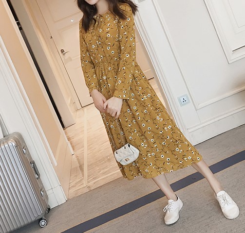 New Women Dress Flower Long Dress One Piece Chiffo