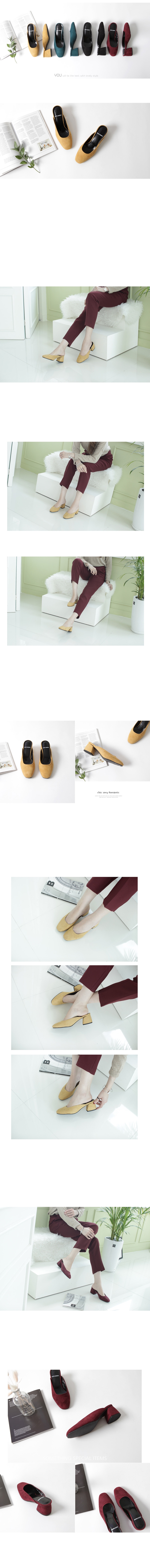 New Suede Blower 5.8cm Tongue Middle Heel Backless