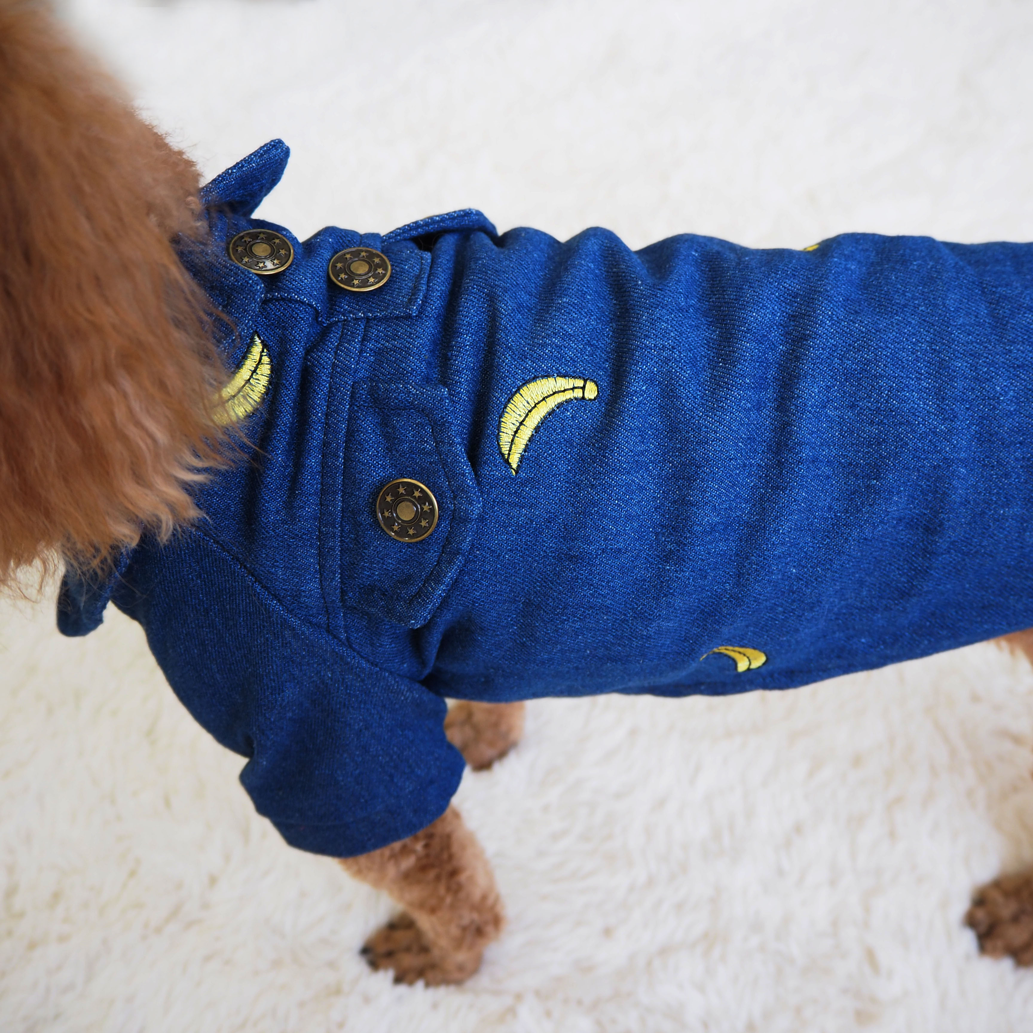 NEW DOG FASHION banana embroidery blue south denim