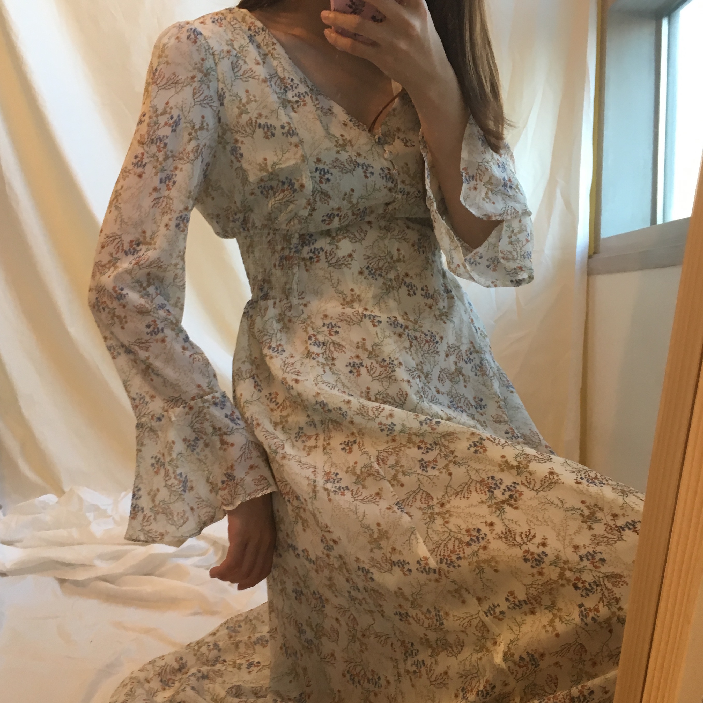 New Women Dress Wild Flower Chiffon Dress Sleeping