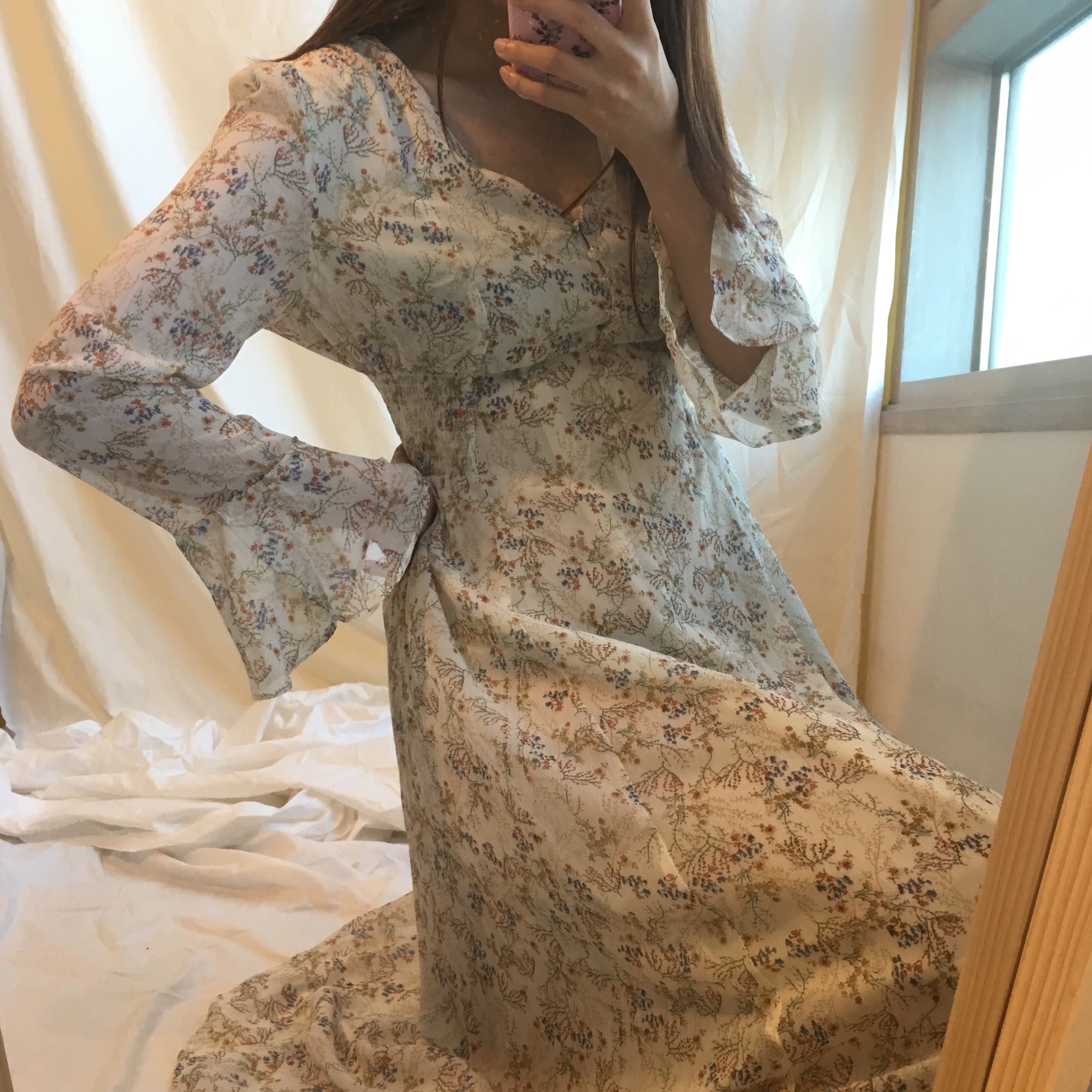 New Women Dress Wild Flower Chiffon Dress Sleeping