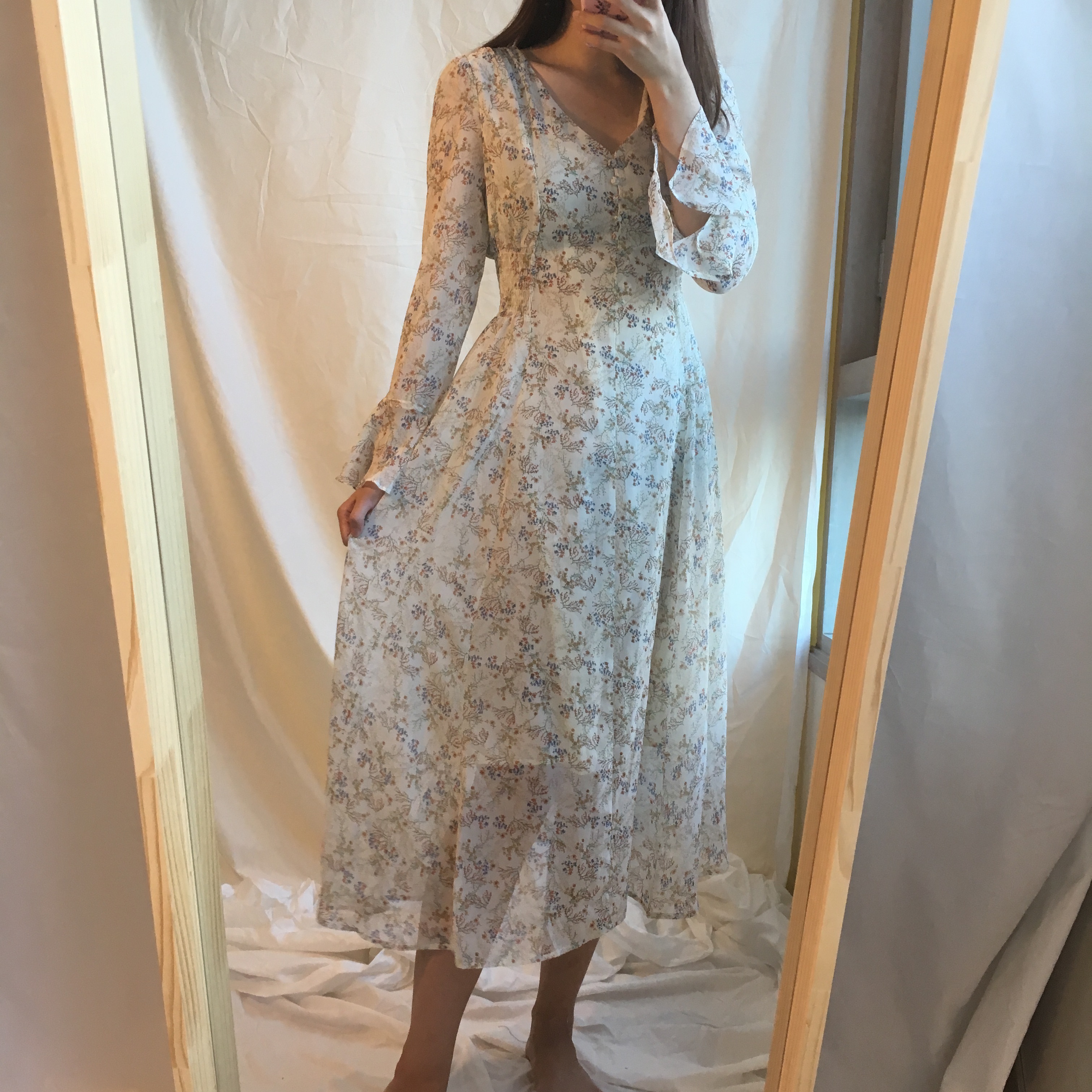 New Women Dress Wild Flower Chiffon Dress Sleeping