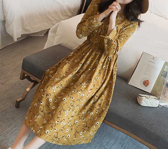 New Women Dress Flower Long Dress One Piece Chiffo