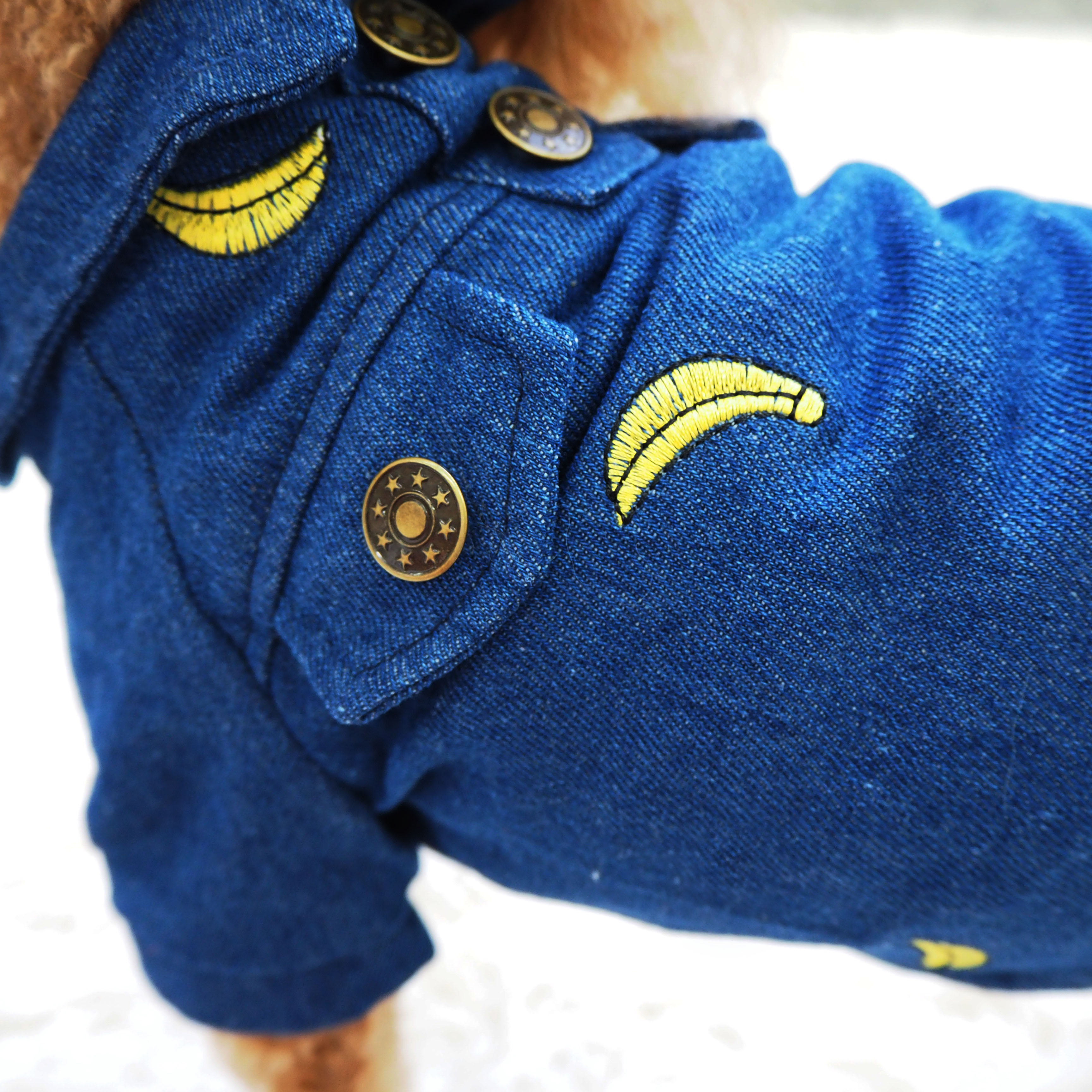 NEW DOG FASHION banana embroidery blue south denim