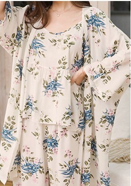 New Flower Pajama Set Women 30s Sleepwear Sleepwea