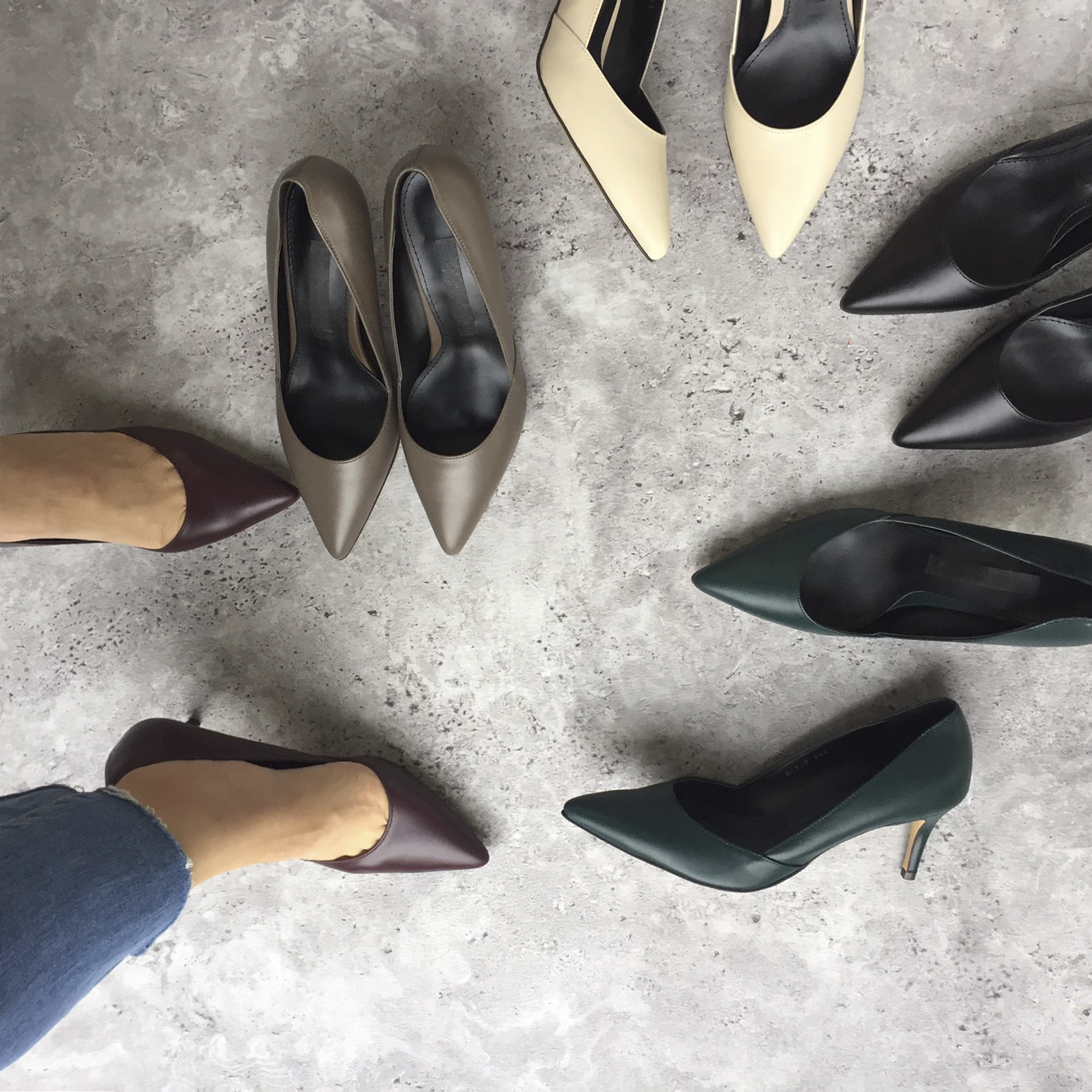 Premium cowhide stiletto mid heel 7cm handmade sho