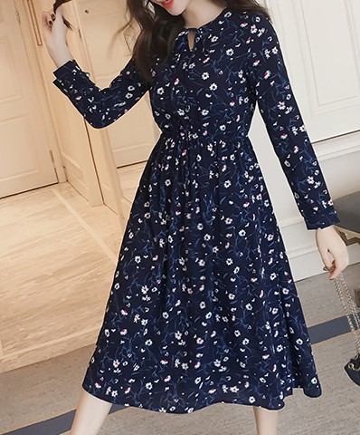 New Women Dress Flower Long Dress One Piece Chiffo