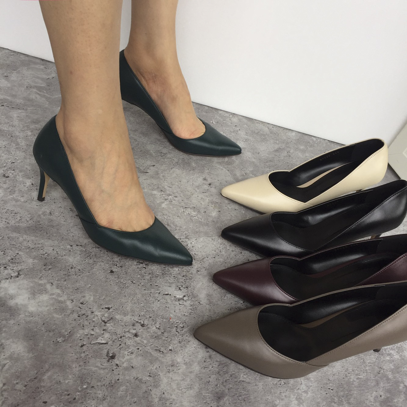 Premium cowhide stiletto mid heel 7cm handmade sho