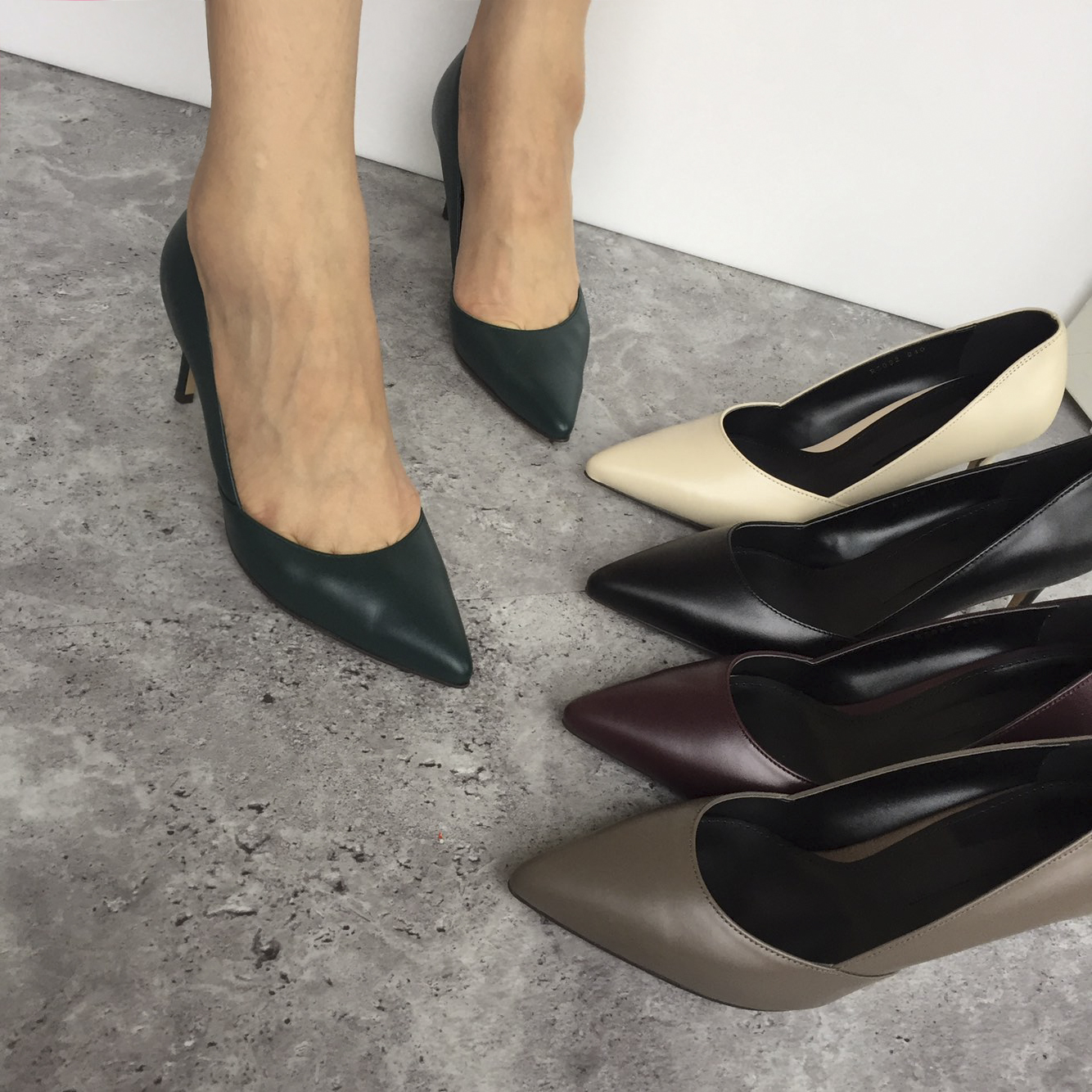 Premium cowhide stiletto mid heel 7cm handmade sho