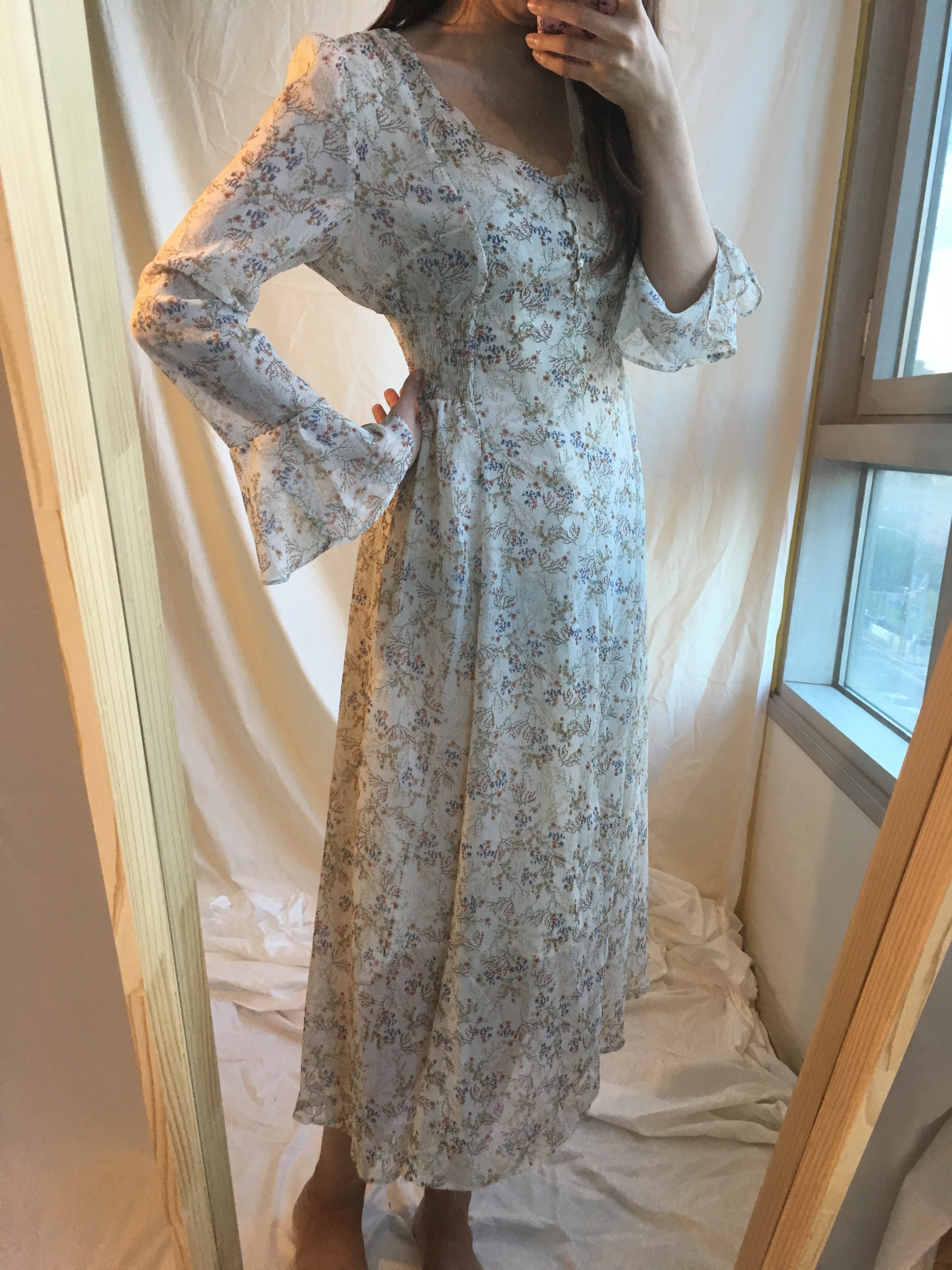 New Women Dress Wild Flower Chiffon Dress Sleeping