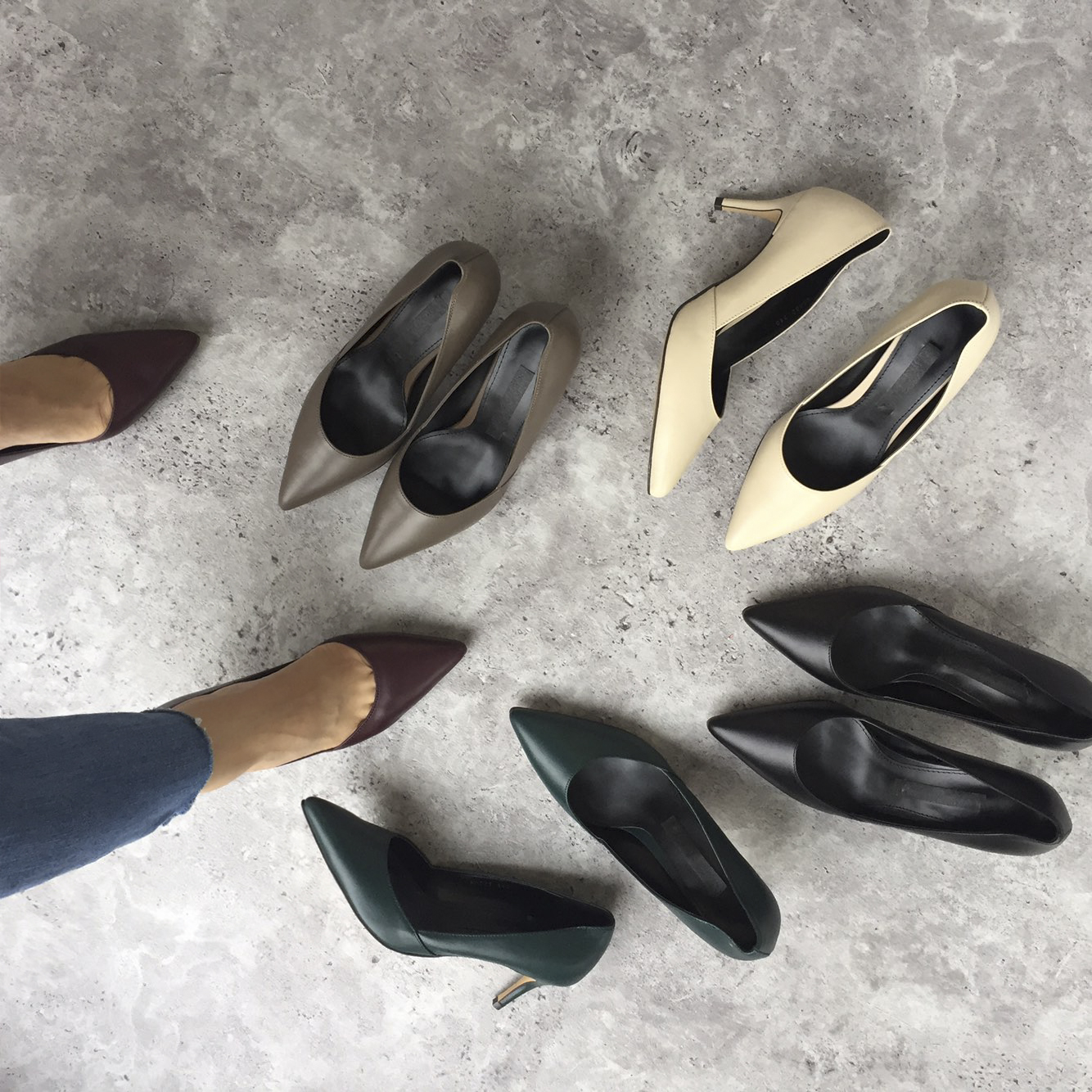 Premium cowhide stiletto mid heel 7cm handmade sho