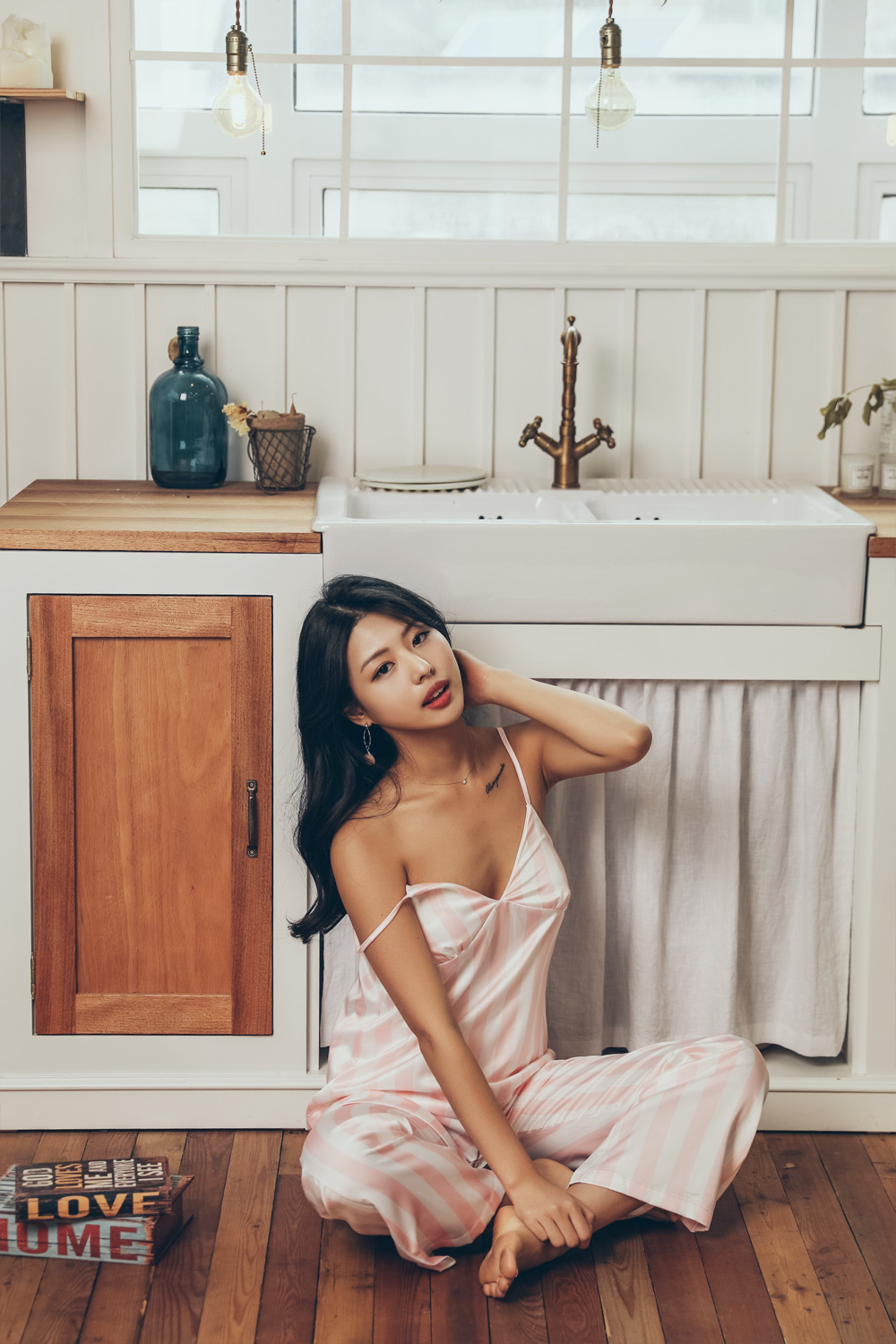 New Karen Stripe Pajamas 4-piece set Women's pa