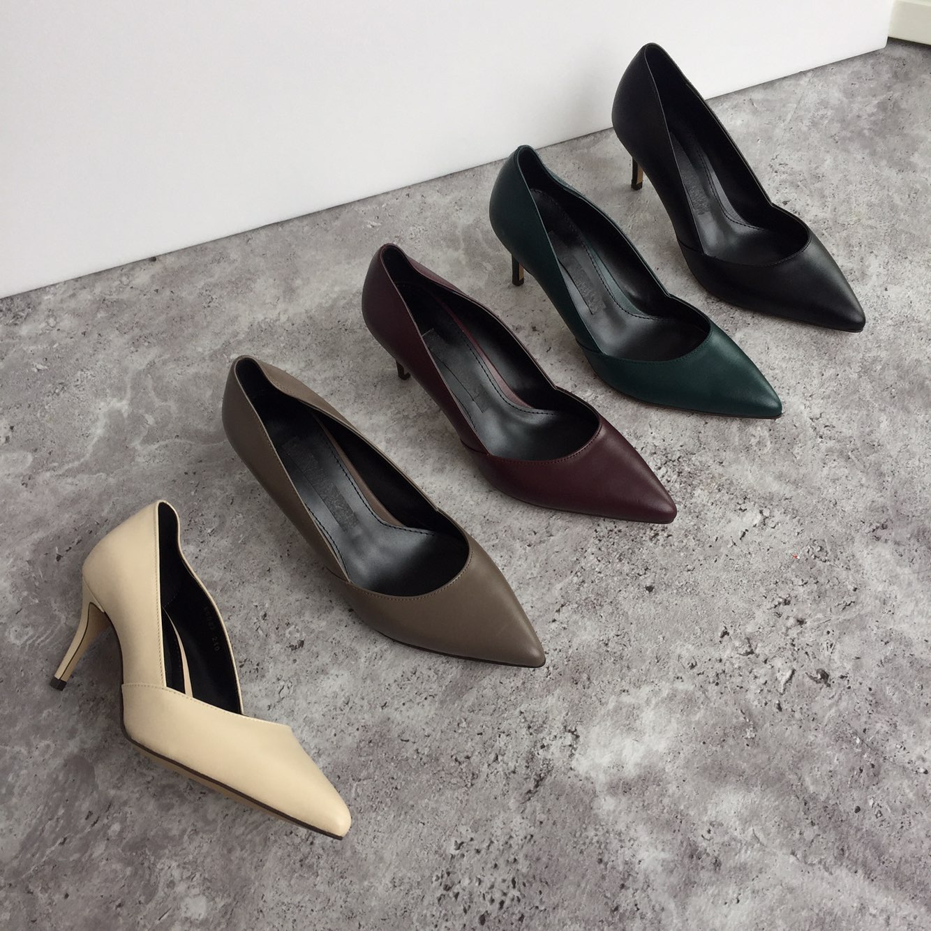 Premium cowhide stiletto mid heel 7cm handmade sho