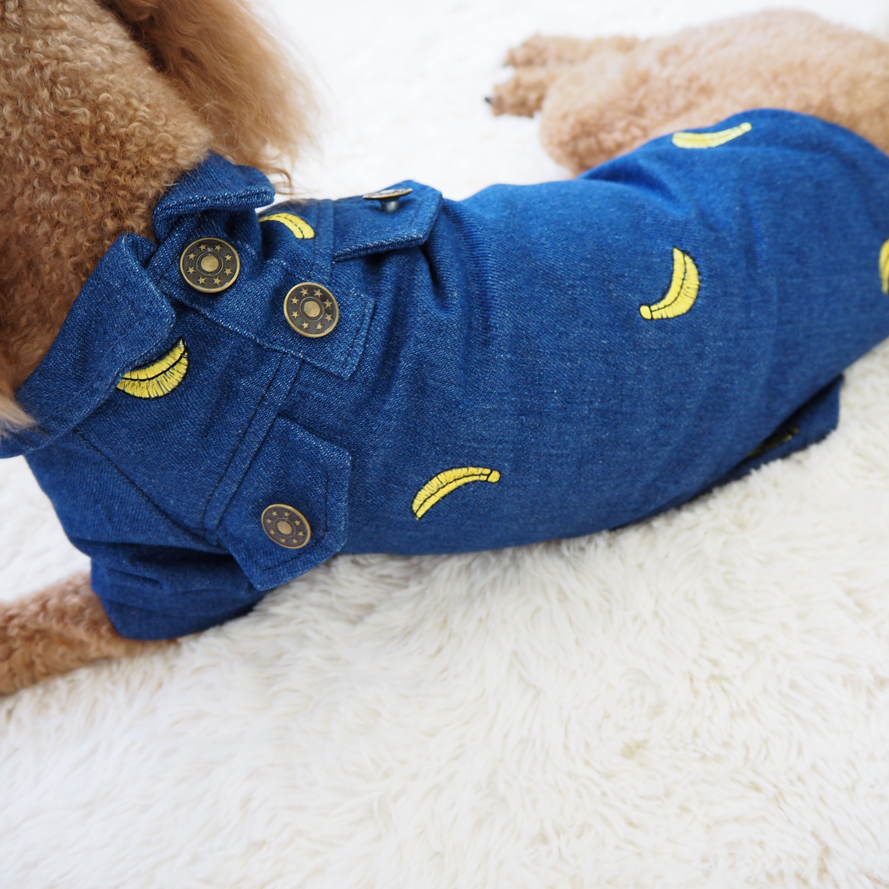 NEW DOG FASHION banana embroidery blue south denim