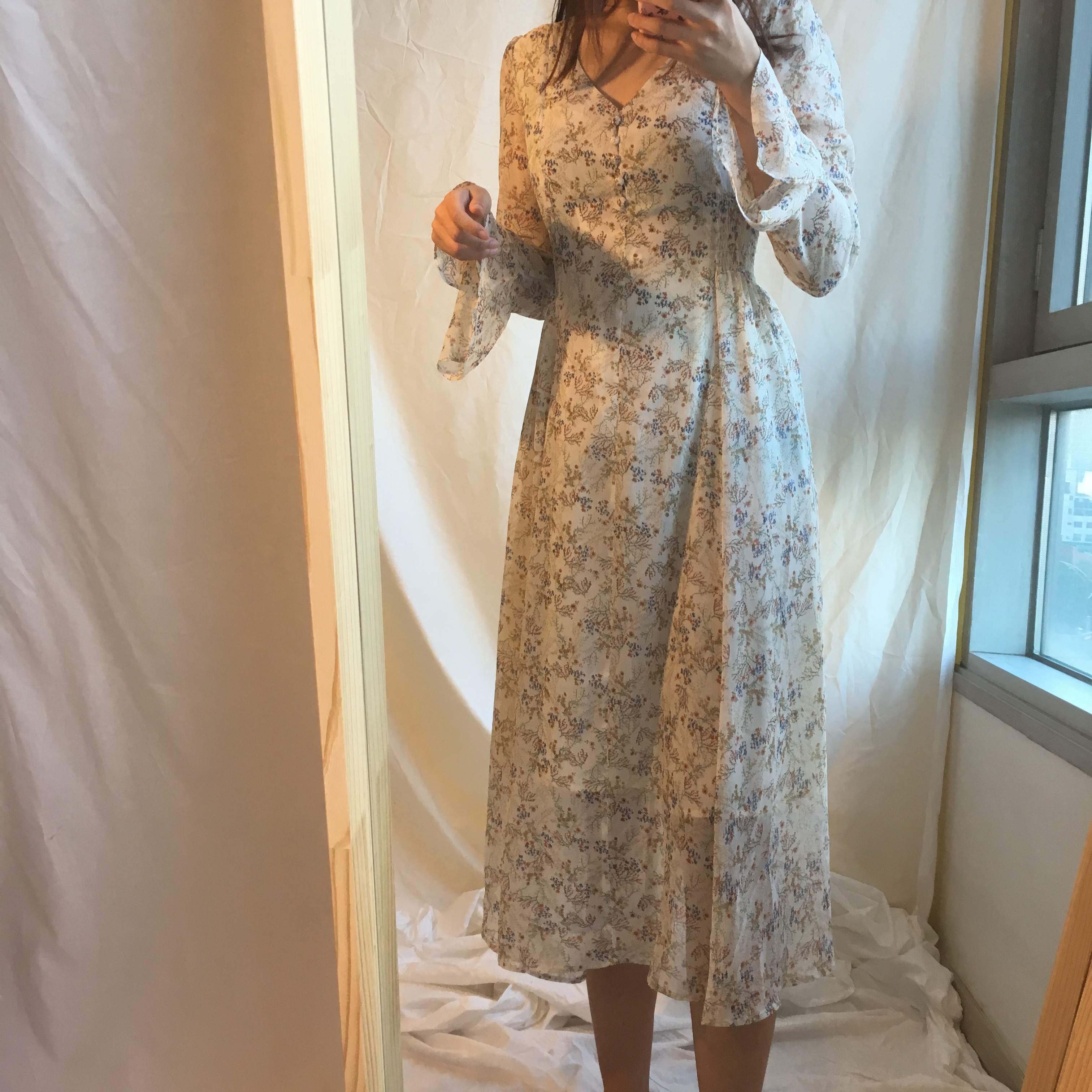 New Women Dress Wild Flower Chiffon Dress Sleeping