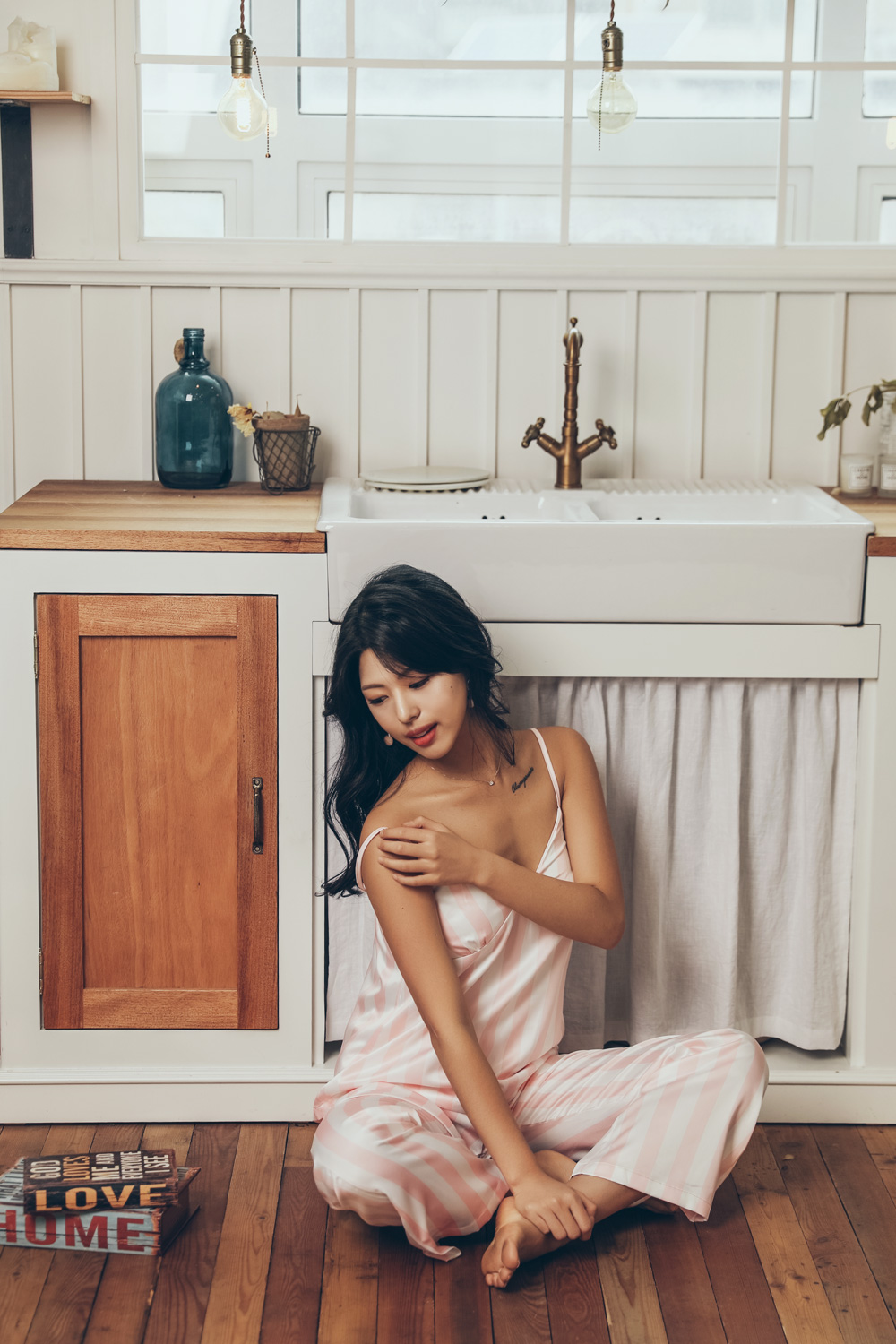 New Karen Stripe Pajamas 4-piece set Women's pa