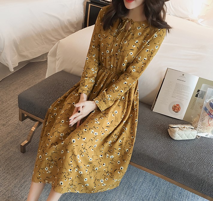 New Women Dress Flower Long Dress One Piece Chiffo