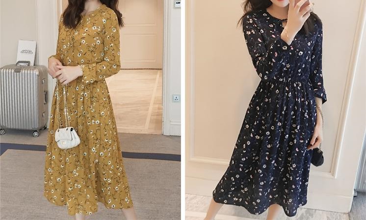 New Women Dress Flower Long Dress One Piece Chiffo