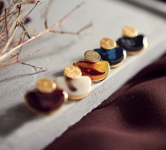 Roussele Hommage Marble Earrings Silver Earrings P