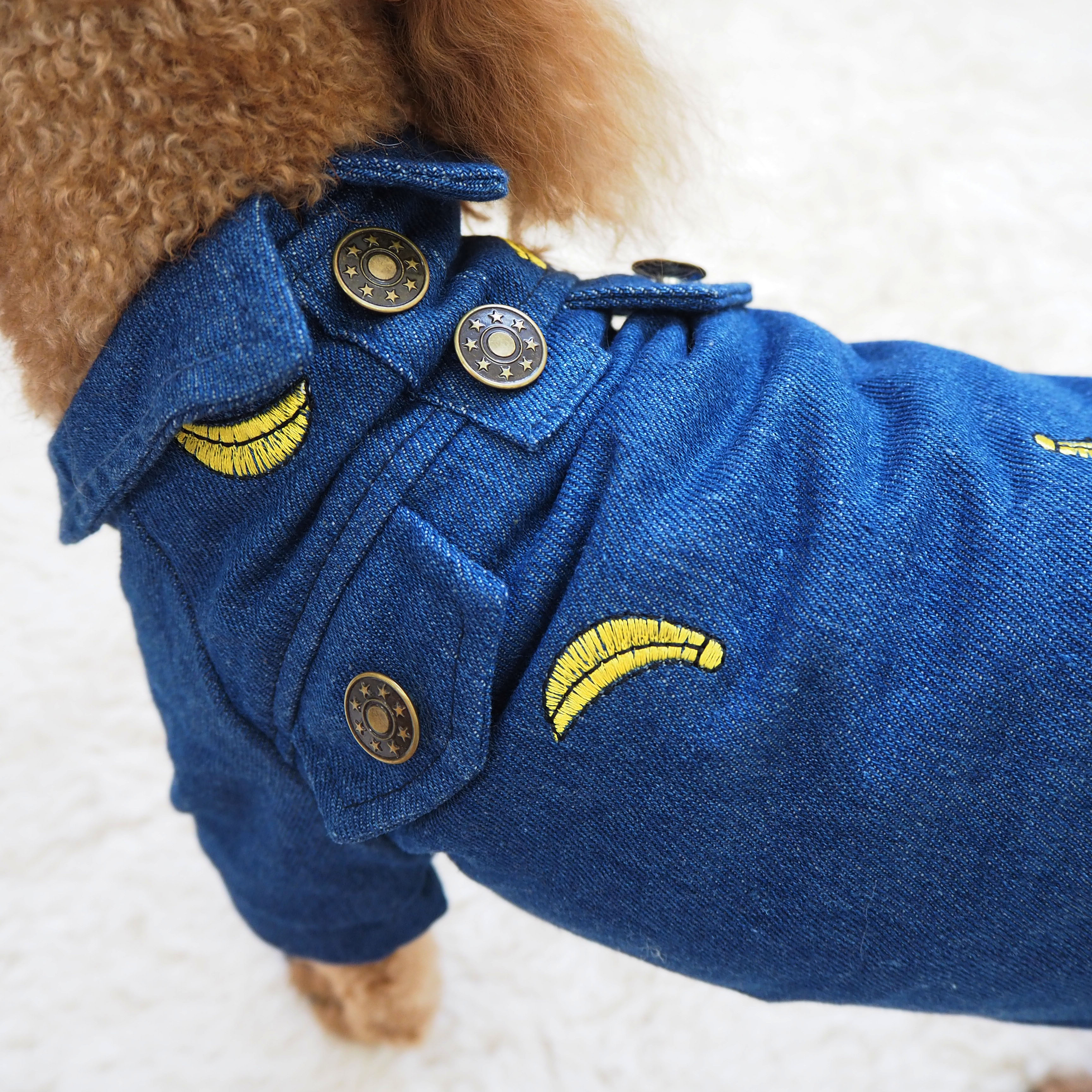 NEW DOG FASHION banana embroidery blue south denim