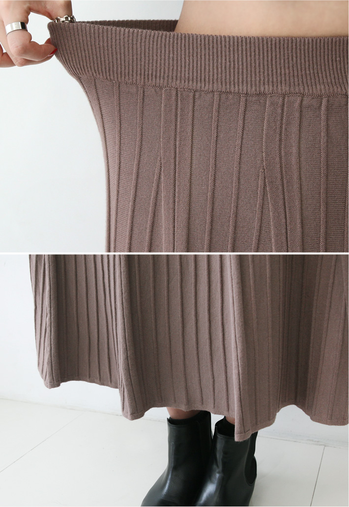 Knitted Pleated Skirt Melin Flare Long Long Long G