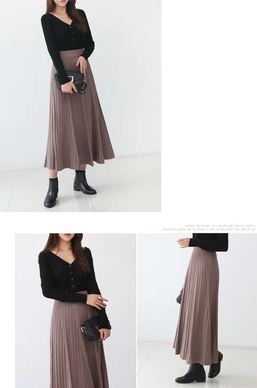 Knitted Pleated Skirt Melin Flare Long Long Long G