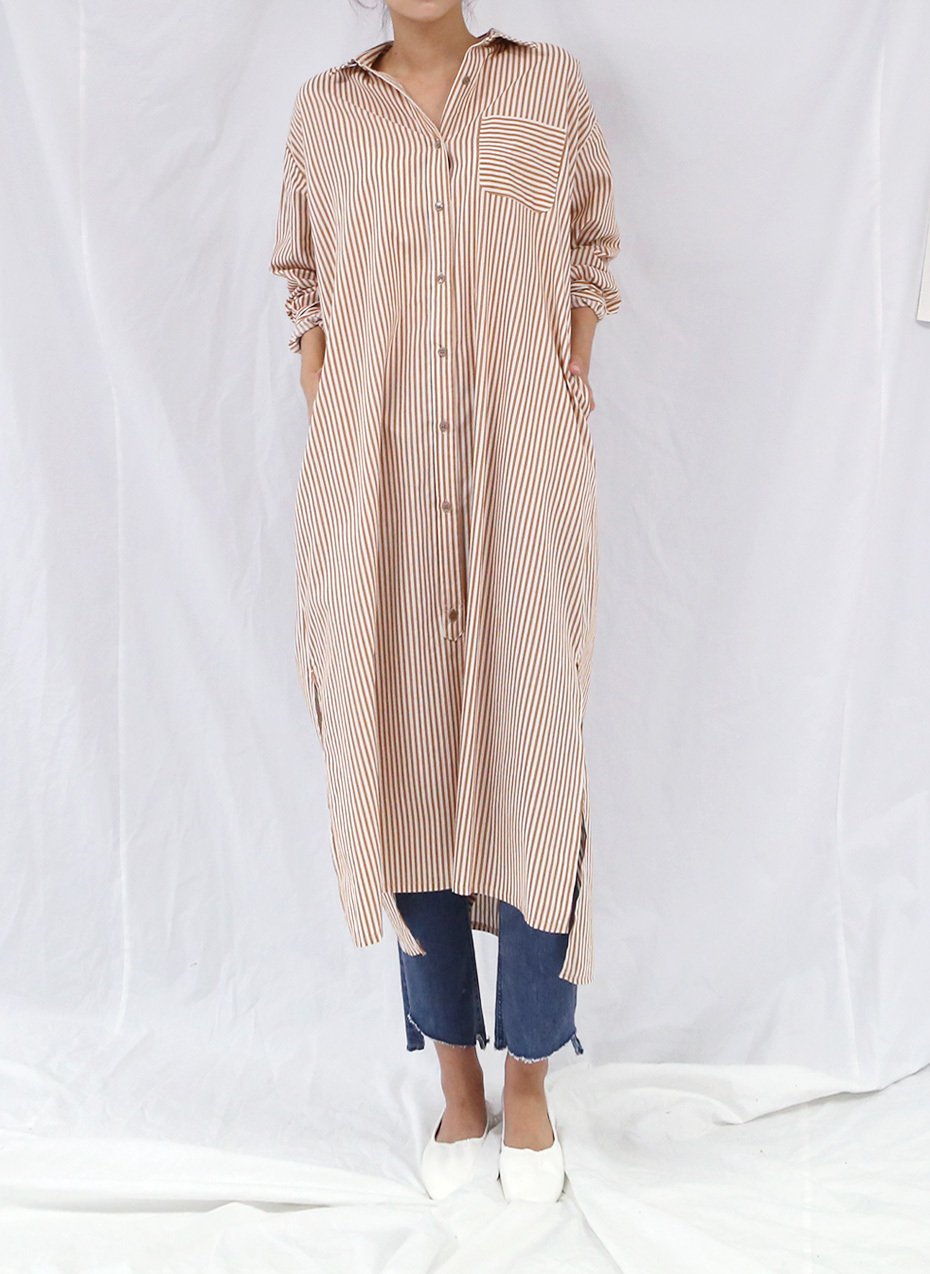 New Vivid Stripe Shirts Long Dresses Matching Ifth