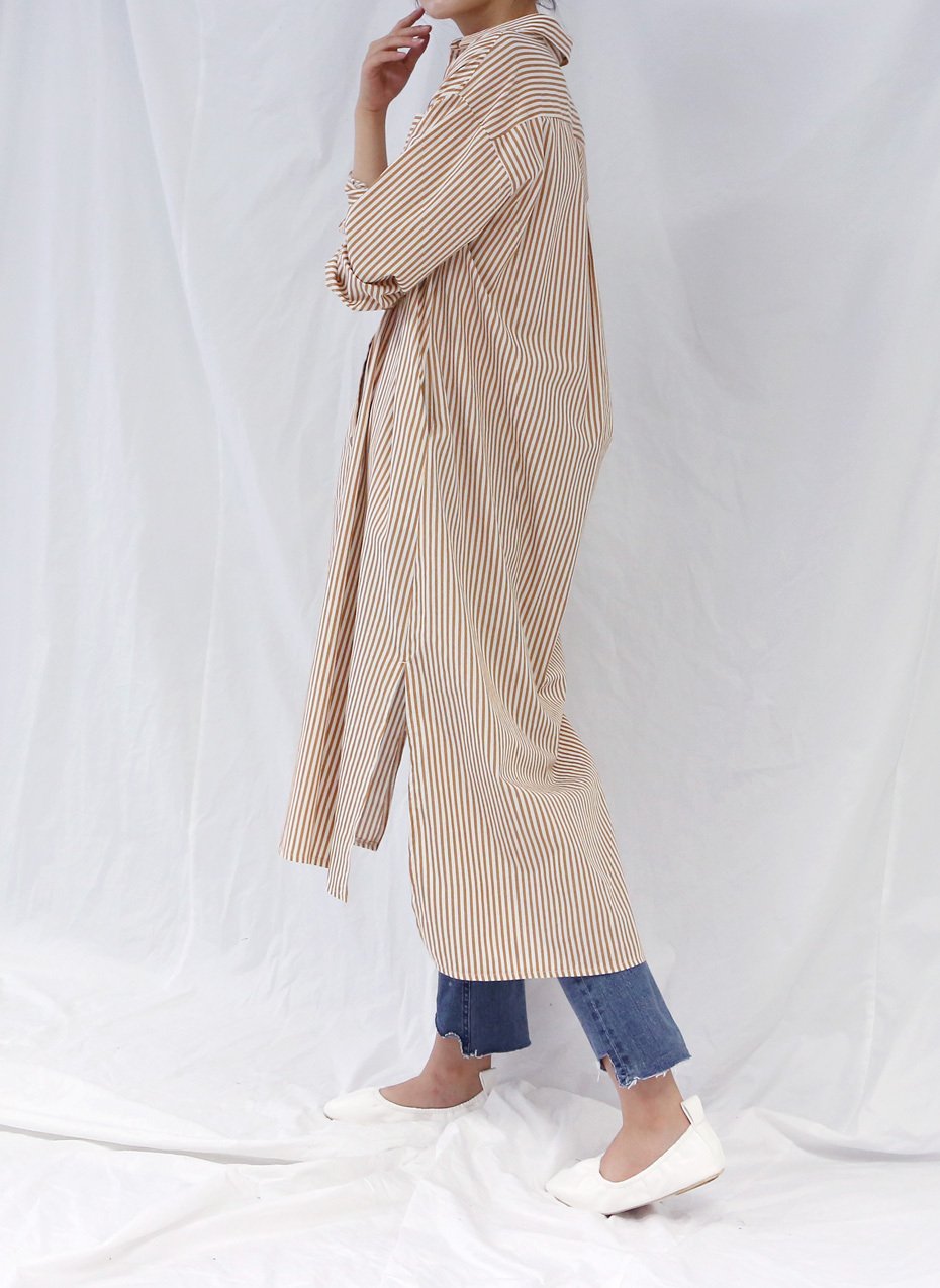 New Vivid Stripe Shirts Long Dresses Matching Ifth