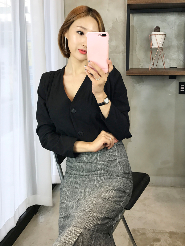 Mermaid Herringbone Check Pleated Skirt 2color Sho