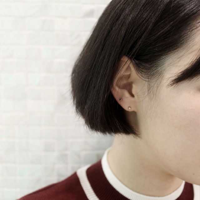 tiny rough diamond 14k earrings - black, olive gre