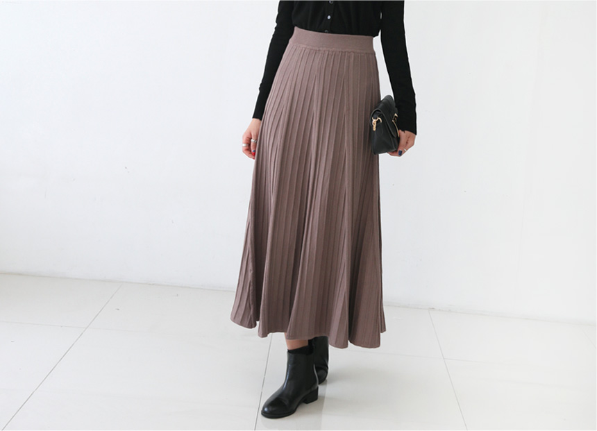 Knitted Pleated Skirt Melin Flare Long Long Long G