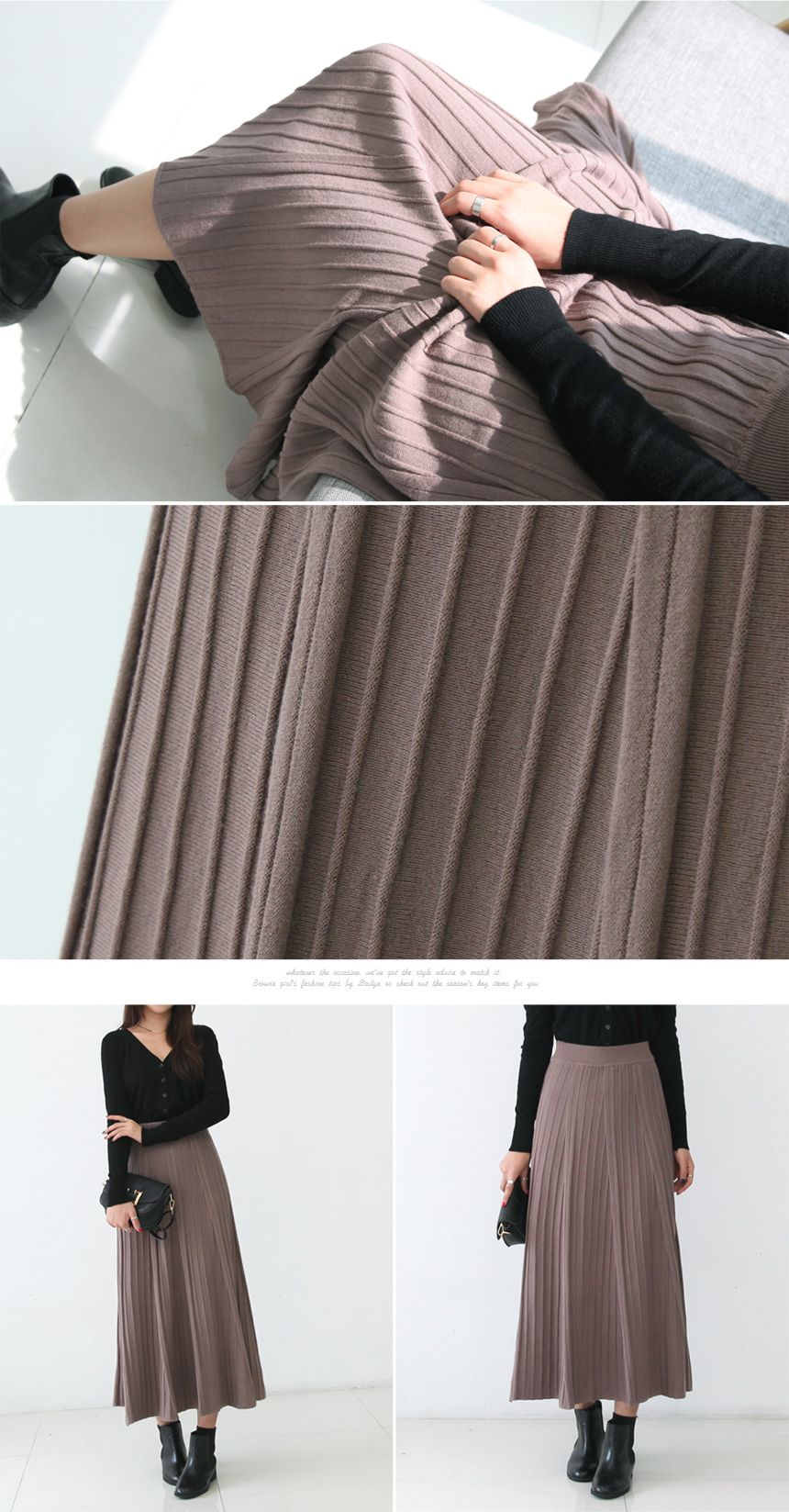 Knitted Pleated Skirt Melin Flare Long Long Long G