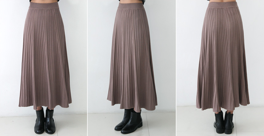 Knitted Pleated Skirt Melin Flare Long Long Long G