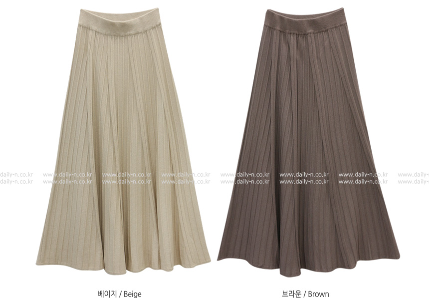 Knitted Pleated Skirt Melin Flare Long Long Long G