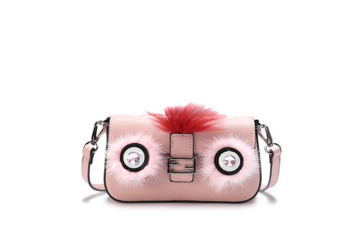 New Mubi Cubic Mink Fur Cowhide Mini Cross Bag Owl